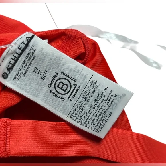 ATHLETA orange cross front cross back high neck swim bikini top size XS NWOT - Picture 6 of 7